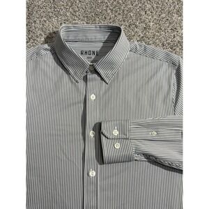 Rhone Slim Fit Shirt Mens Small White Black Stripe Fine Italian Fabric
